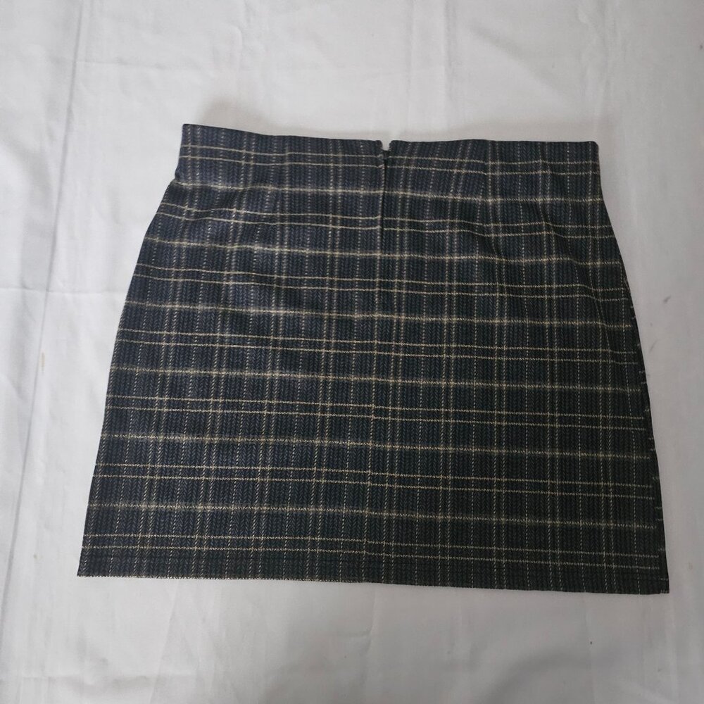 Modcloth Women's Navy Blue Silver Lining Plaid Faux Pocket Mini Skirt XL/TG‎ NWT - Picture 5 of 13